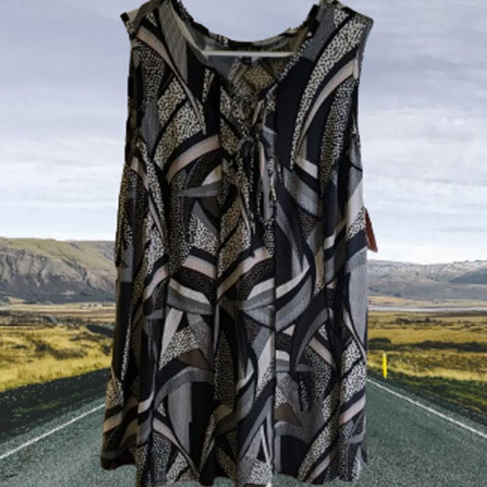 Sami & Jo 2XL sleeveless multi color earth tones polyester blend stretch top
